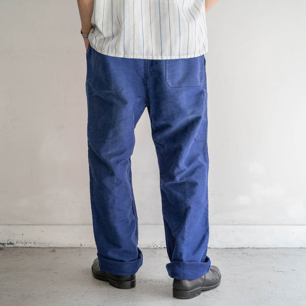 1970s France blue moleskin pants -waist remake-
