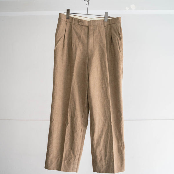 around 1980s Japan vintage light brown 2tuck wool pants