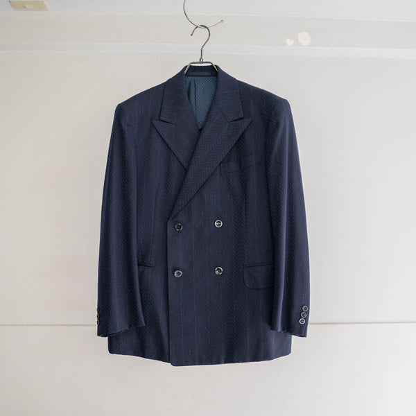 1970s Japan vintage navy stripe double breasted set up