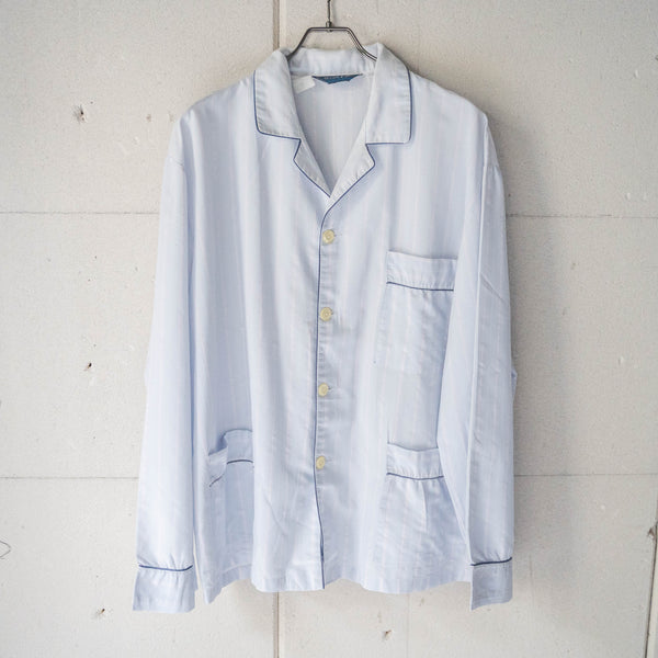 around 1980s Europe blue white × pink striped pajama shirt