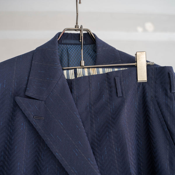 1970s Japan vintage navy stripe double breasted set up
