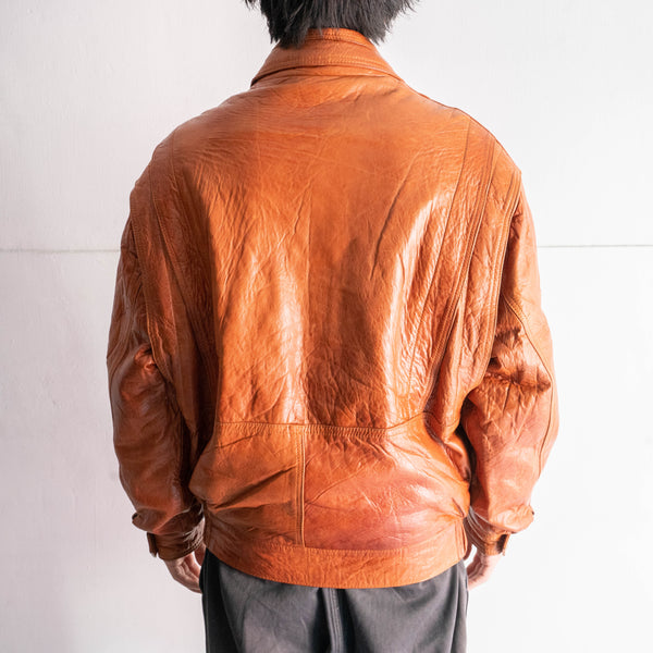 1990s orange brown color design leather jacket　