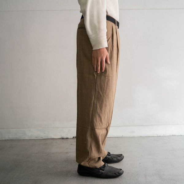 around 1980s Japan vintage light brown 2tuck wool pants