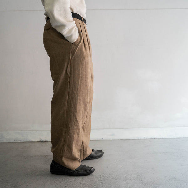 around 1980s Japan vintage light brown 2tuck wool pants