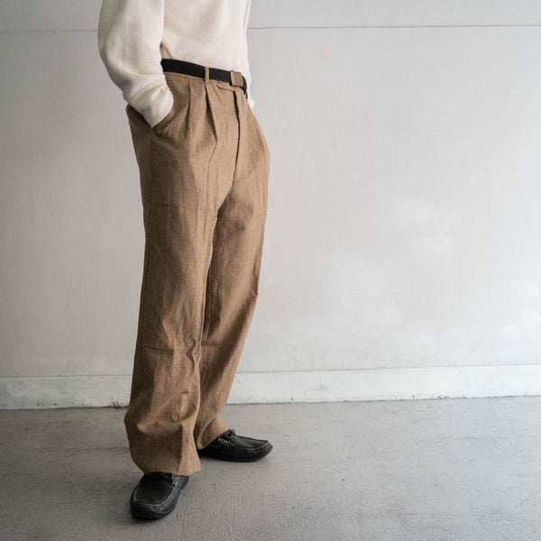 around 1980s Japan vintage light brown 2tuck wool pants