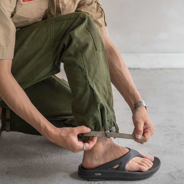 1970s Swedish military M59 field pants -with leather belt hem-