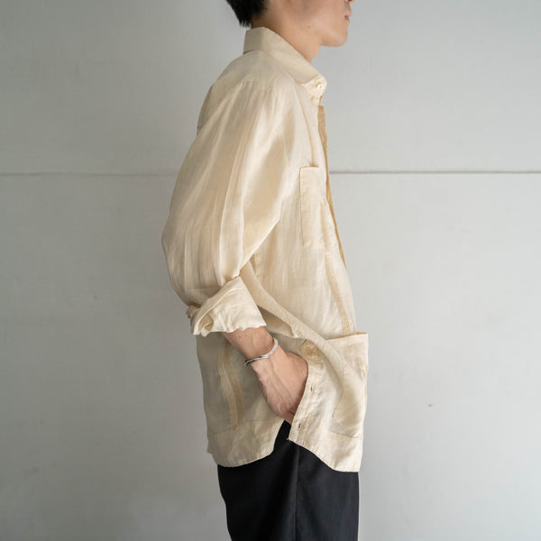 1990s light yellow linen 100 l/s cuba shirt
