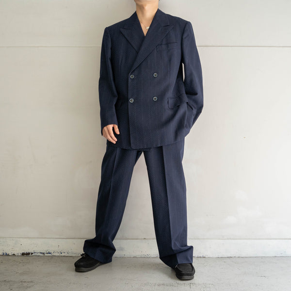1970s Japan vintage navy stripe double breasted set up