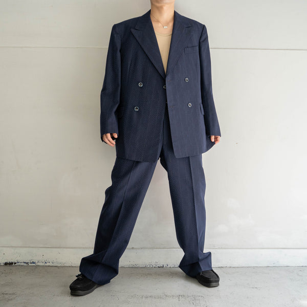 1970s Japan vintage navy stripe double breasted set up