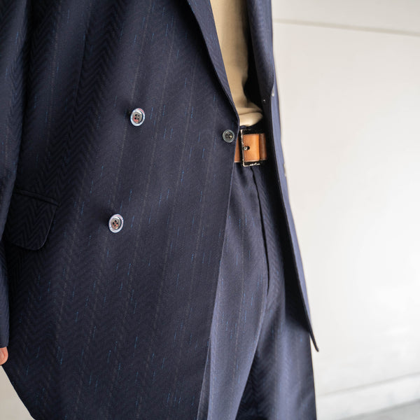 1970s Japan vintage navy stripe double breasted set up