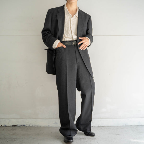 1990-00s Japan vintage dark gray woven set up