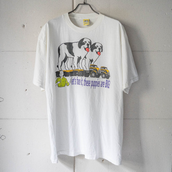 1990s white color 'BIG DOGS' print T-shirt -single stitch-