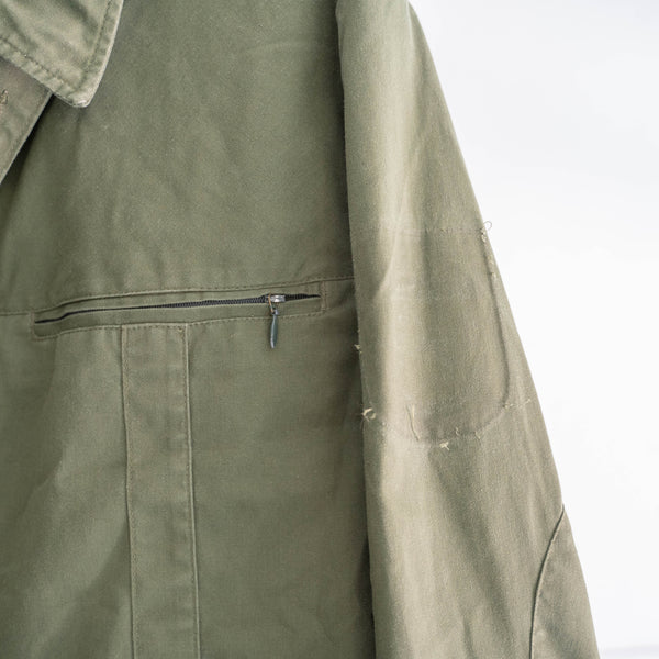 2000s German police light green work jacket -double zip-
