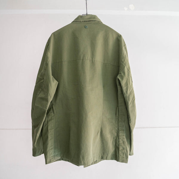 2000s German police light green work jacket -double zip-