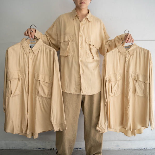 1980-90s GOOUCH light beige rayon 100 l/s shirt 'dead stock'