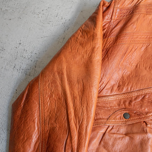 1990s orange brown color design leather jacket　