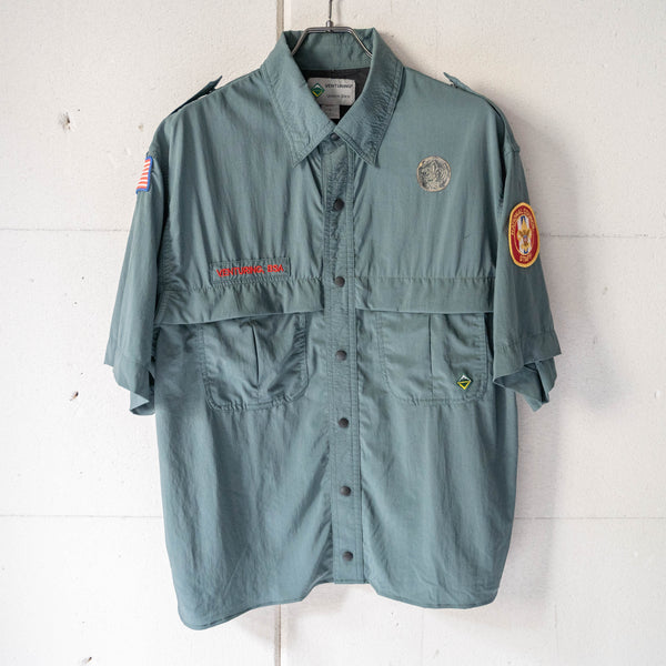 2000s dark green color nylon short sleeve shirt 'boy scout'