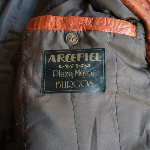 1990s orange brown color design leather jacket　