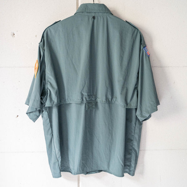 2000s dark green color nylon short sleeve shirt 'boy scout'