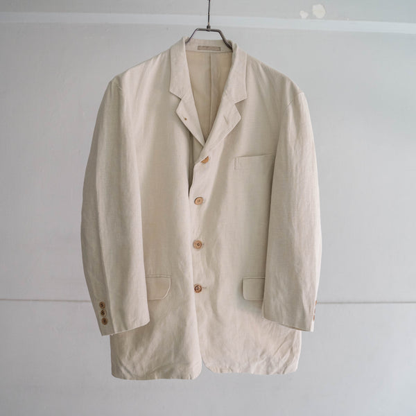 2000s Japan ecru 5 buttons linen tailored jacket