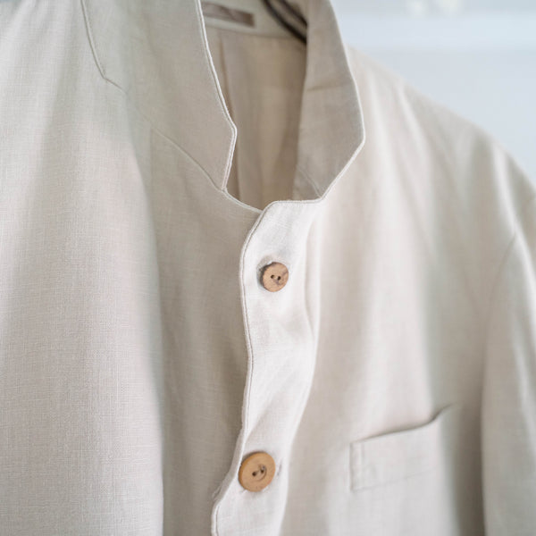 2000s Japan ecru 5 buttons linen tailored jacket