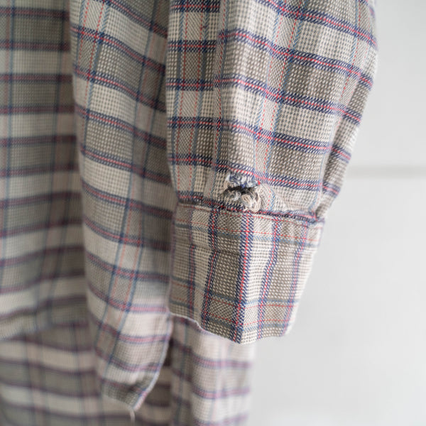 1980s Europe multi color base checked grandpa shirt