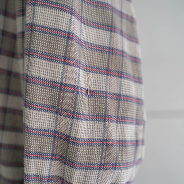 1980s Europe multi color base checked grandpa shirt