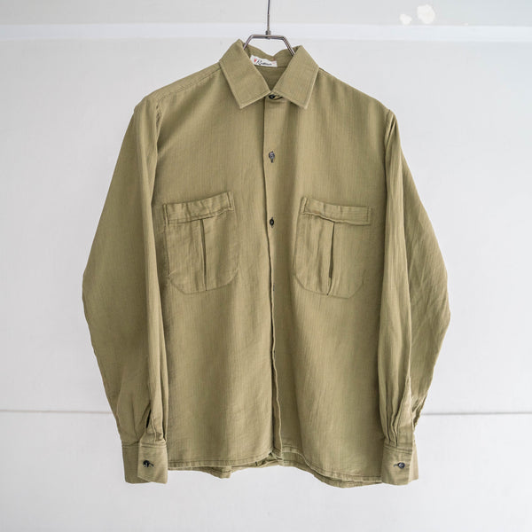 1970-80s Europe weavy fabric 2 pockets full open shirt