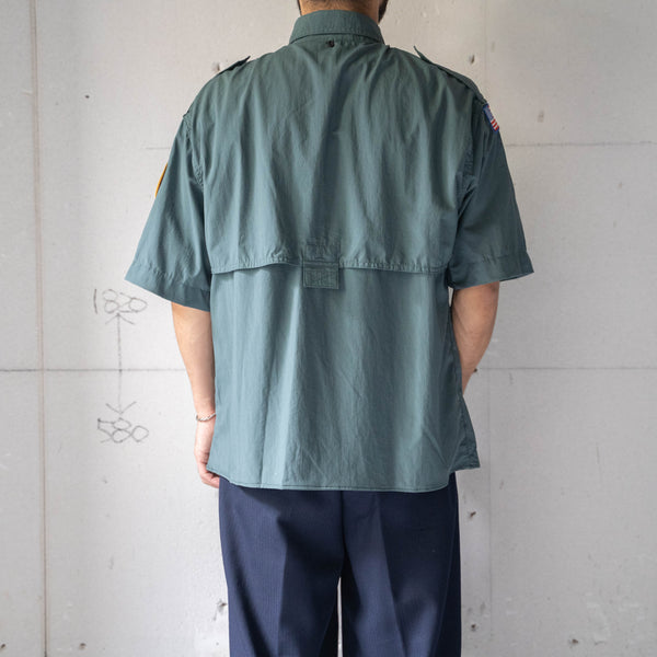 2000s dark green color nylon short sleeve shirt 'boy scout'