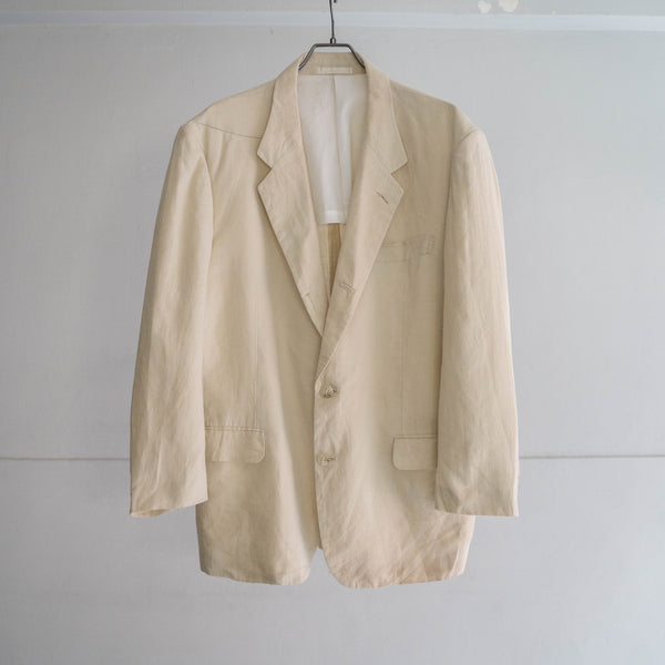 1990s ecru 3 buttons linen tailored jacket