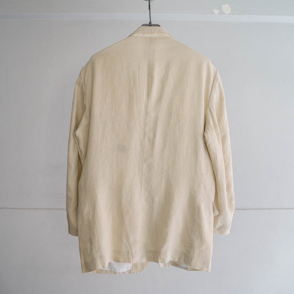 1990s ecru 3 buttons linen tailored jacket