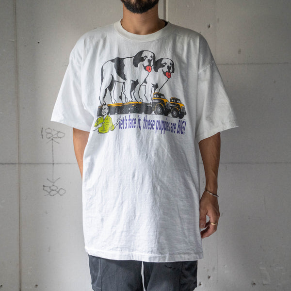 1990s white color 'BIG DOGS' print T-shirt -single stitch-