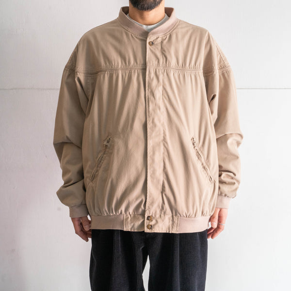 1990s beige color cotton × poly derby jacket