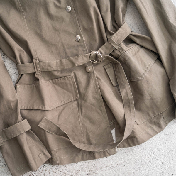 1980s Italy brown khaki belted design jacket