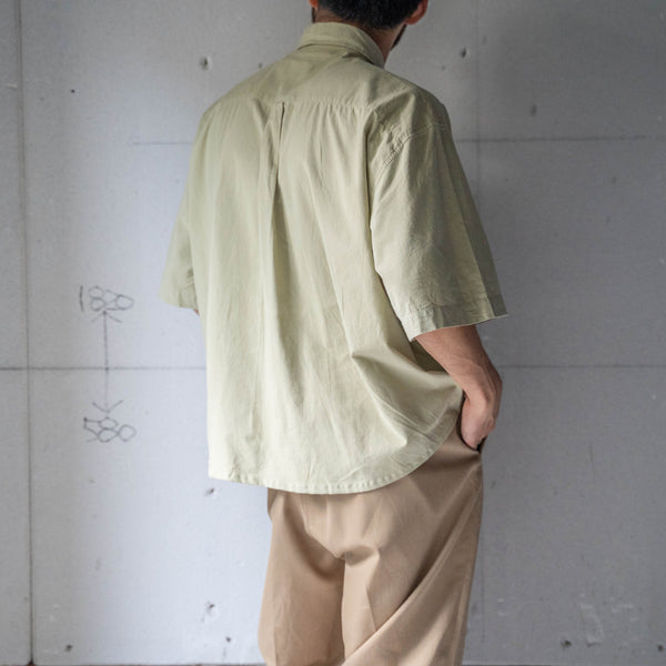 1990s light green color cotton short sleeve tyrolean shirt 'remake'　