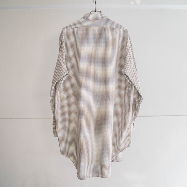 1980s Europe white based check grandpa shirt