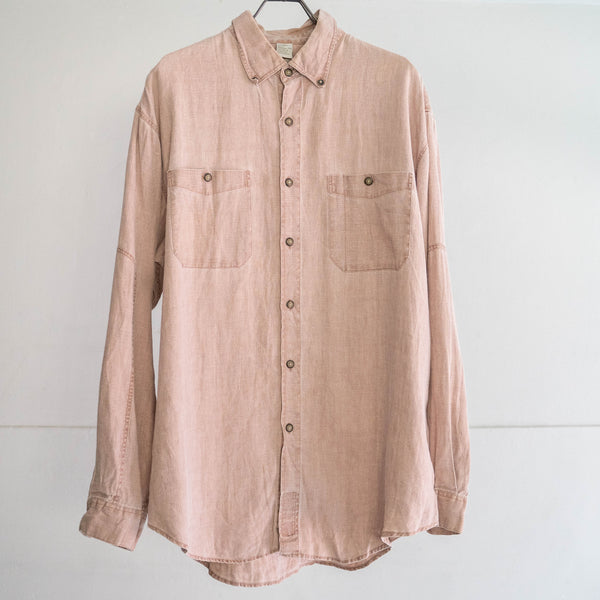 1990s THE TERRITORY AHEAD sand pink all linen shirt