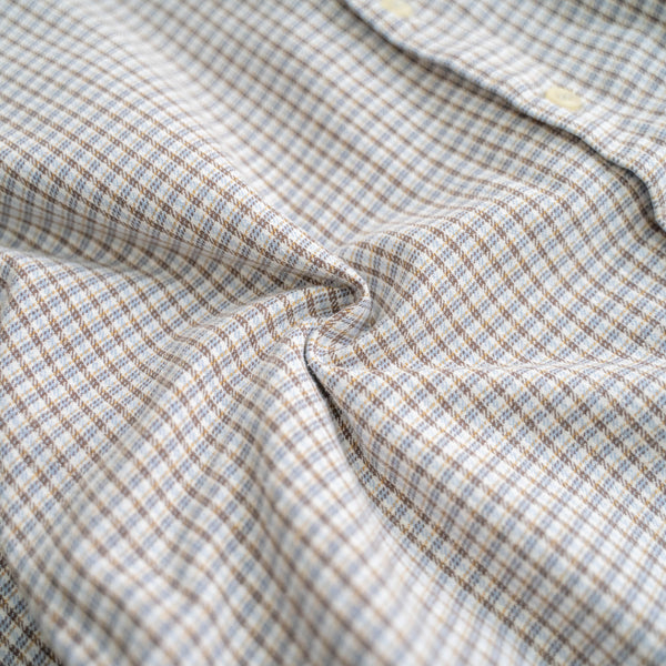 1980s Europe white based check grandpa shirt