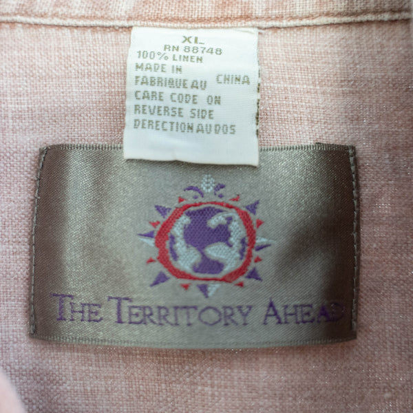 1990s THE TERRITORY AHEAD sand pink all linen shirt