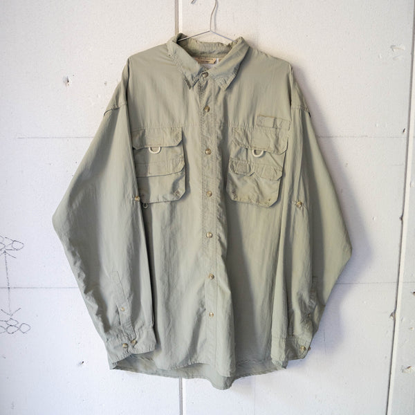 1990s light olive color nylon fishing shirt