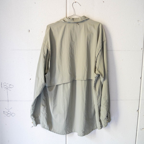 1990s light olive color nylon fishing shirt