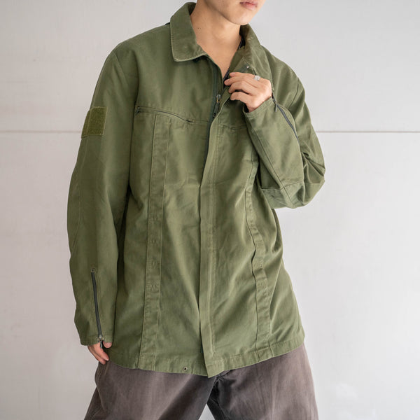 2000s German police light green work jacket -double zip-