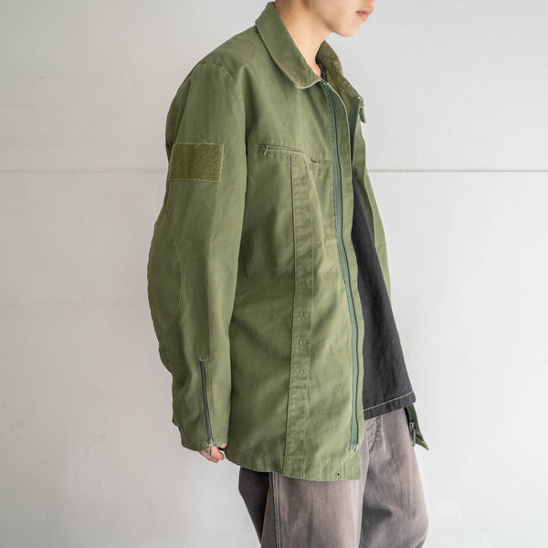 2000s German police light green work jacket -double zip-
