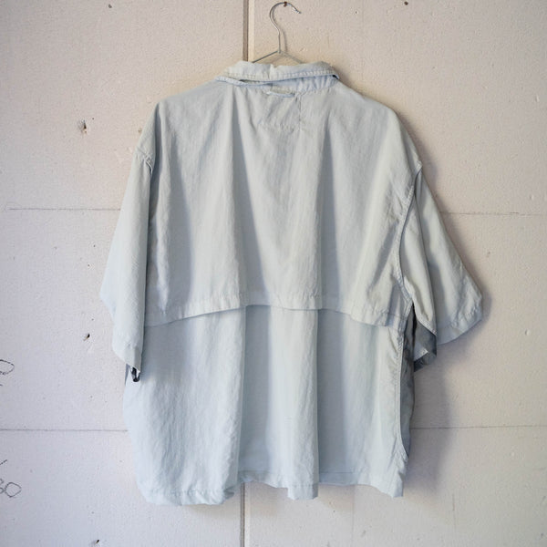 around2000s light gray color fishing short sleeve shirt 'remake'