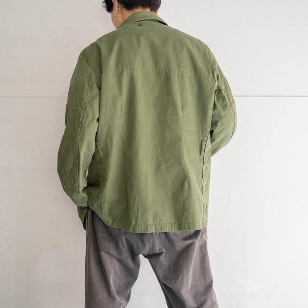 2000s German police light green work jacket -double zip-