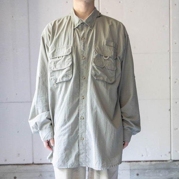 1990s light olive color nylon fishing shirt