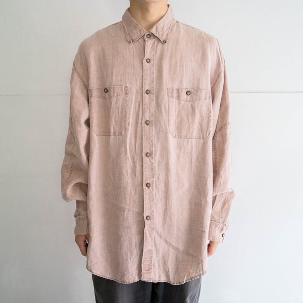 1990s THE TERRITORY AHEAD sand pink all linen shirt