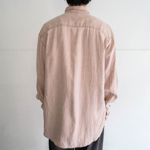 1990s THE TERRITORY AHEAD sand pink all linen shirt