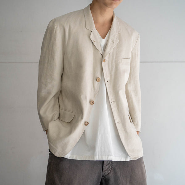 2000s Japan ecru 5 buttons linen tailored jacket