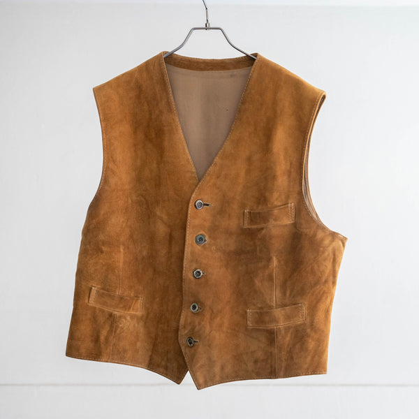 around1980s Germany brown color basic suede vest